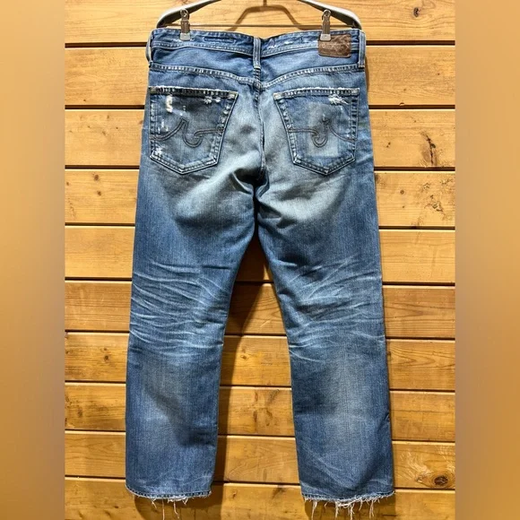 Adriano Goldschmied AG Men’s “The Protégé” JeansDistressed Slim Straight Leg